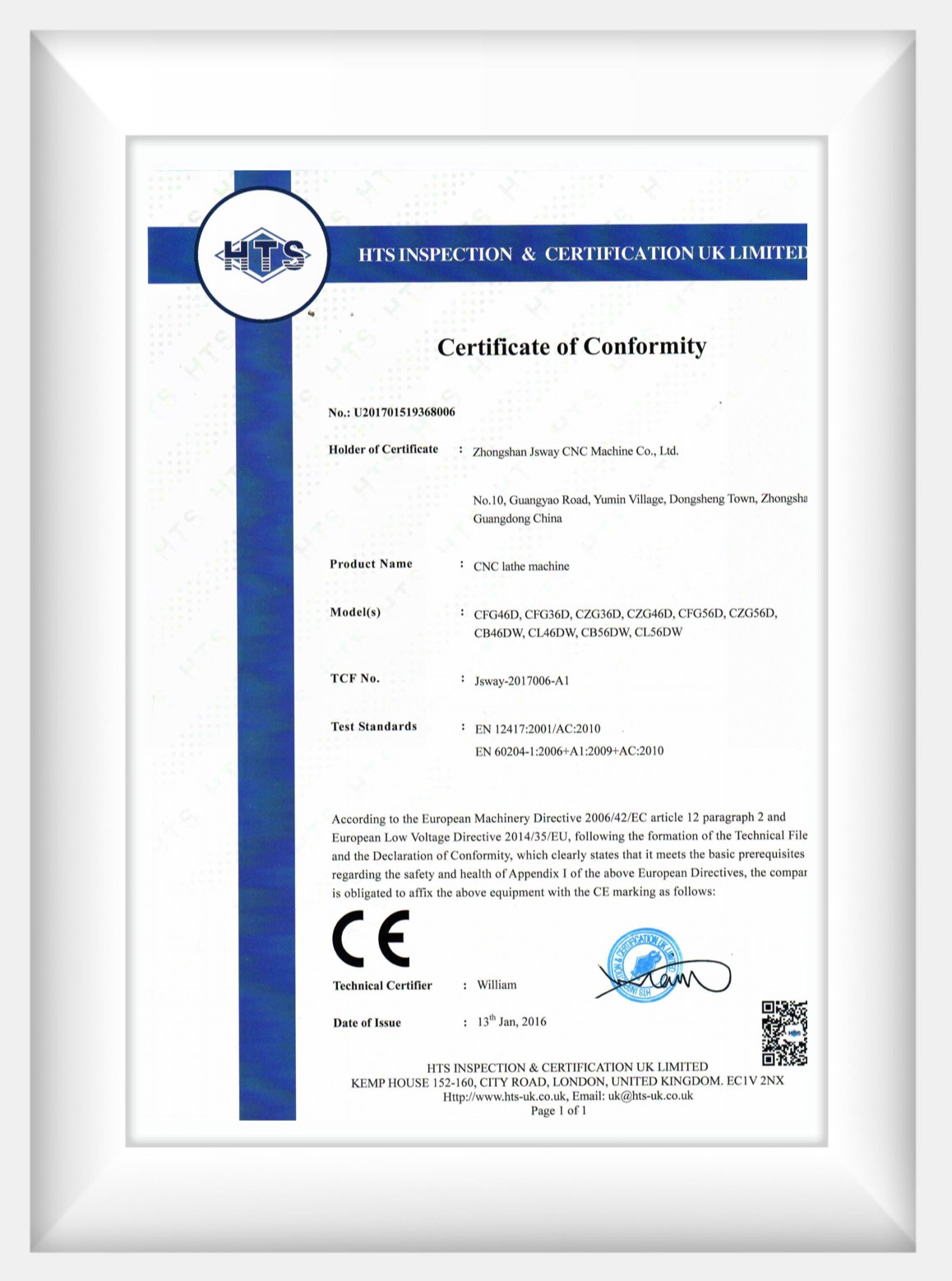 Certificado de conformidad